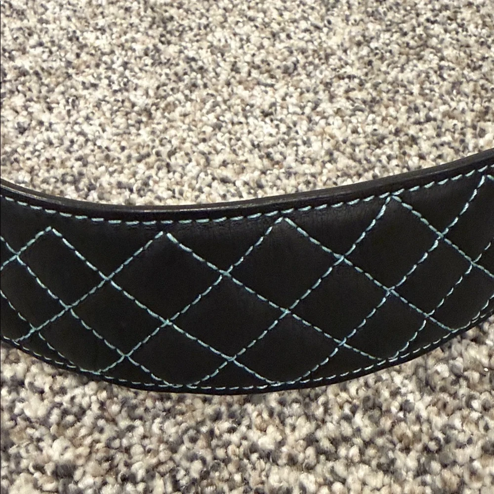Black With Blue Stitching Western Cowgirl Boho Leather Belt By Noble Outfitters